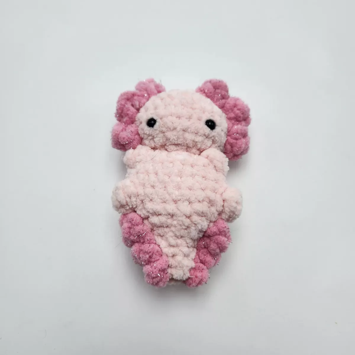 Axolotl crochet - peluche artisanale blanche, vue de face