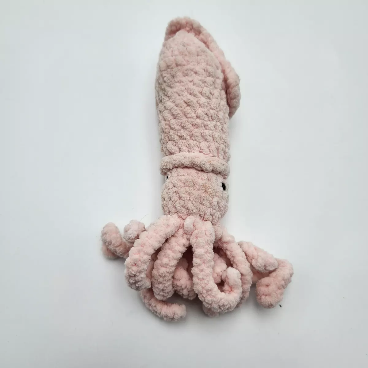 Calamars - Calamar en crochet Rose poudré - vue de dessus - création faite main