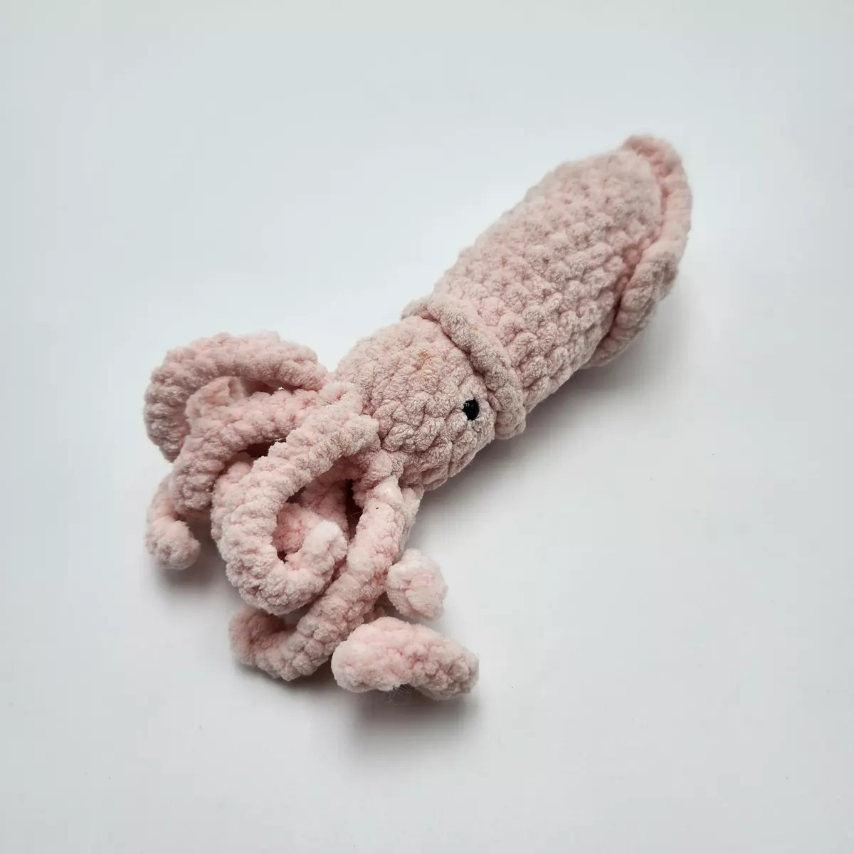 Calamars - Calamar en crochet Rose poudré - peluche artisanale avec tentacules détaillées